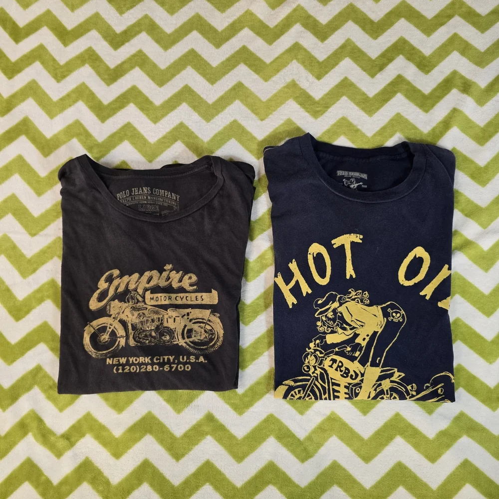 True Religion Black and Navy Graphic Tees